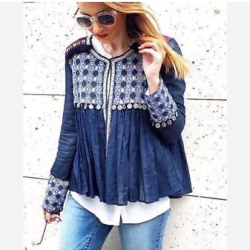 ZARA bohemian top with coins